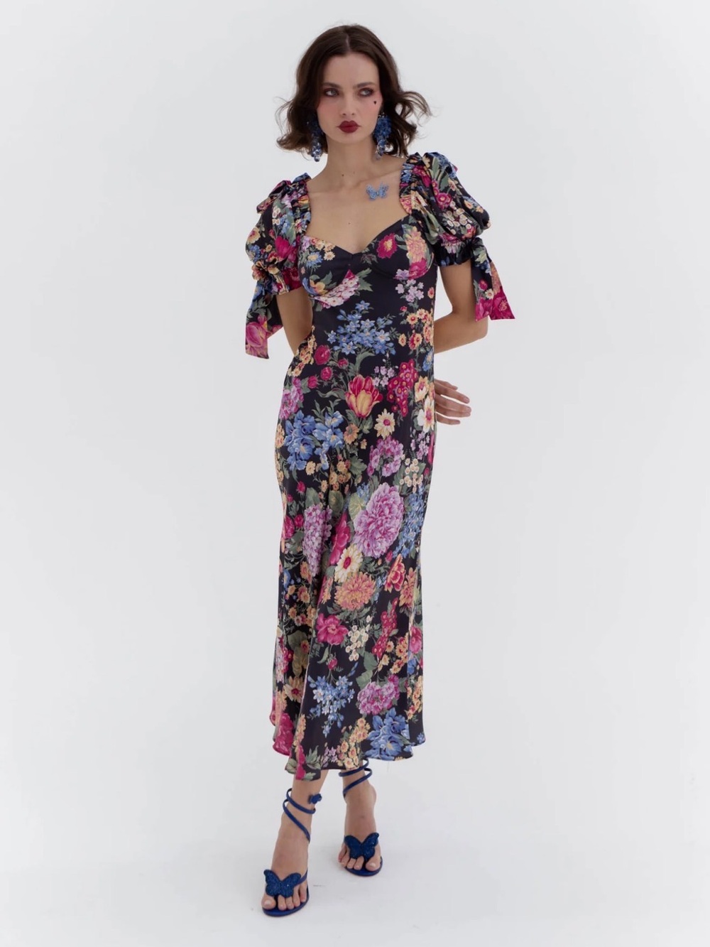 Selkie Puck Poet Silk Cottagecore Floral Maxi Dress 1X